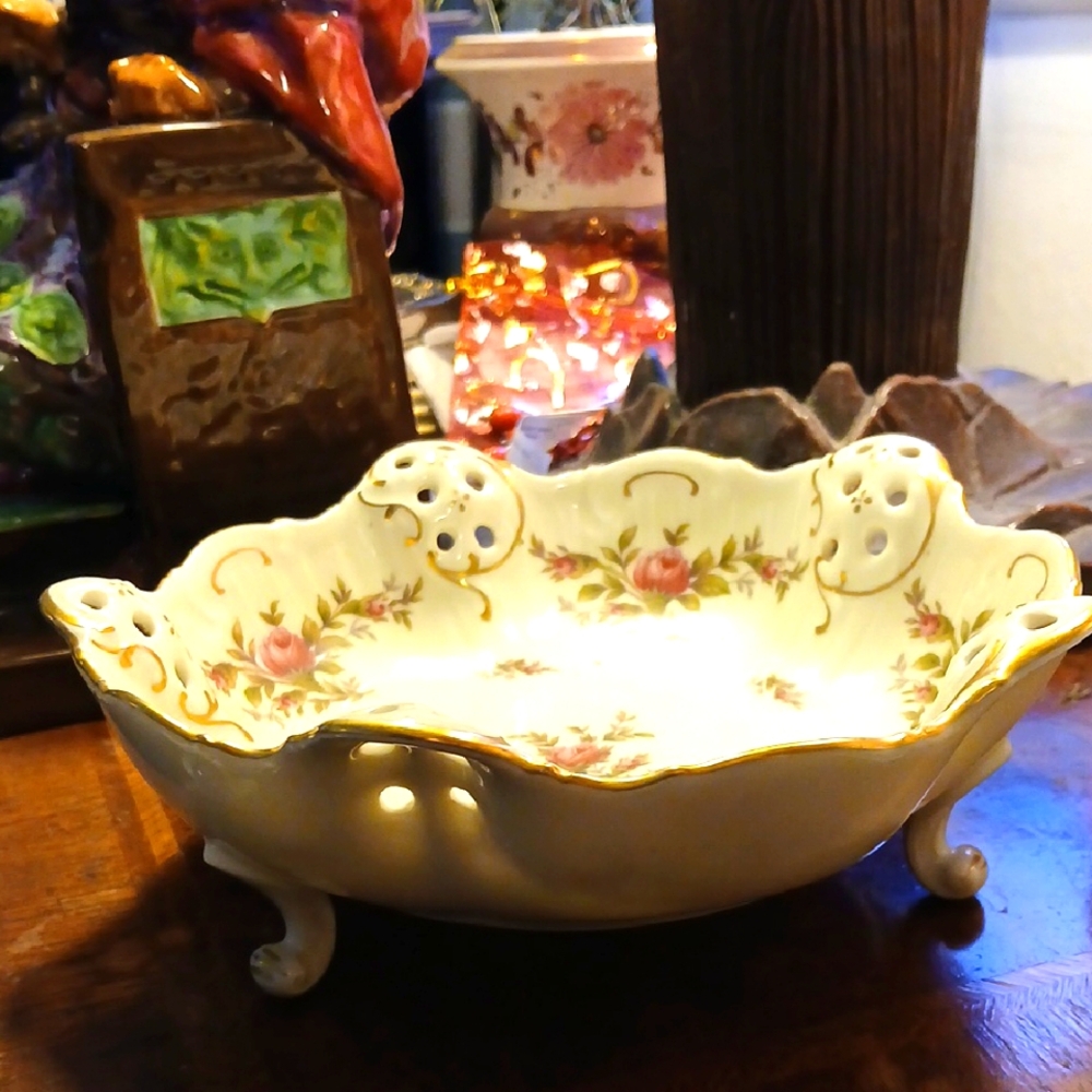 Vintage Floral Rosenthal footed Bowl